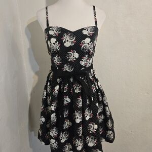 Hot Topic Skull Print Mini Dress Medium